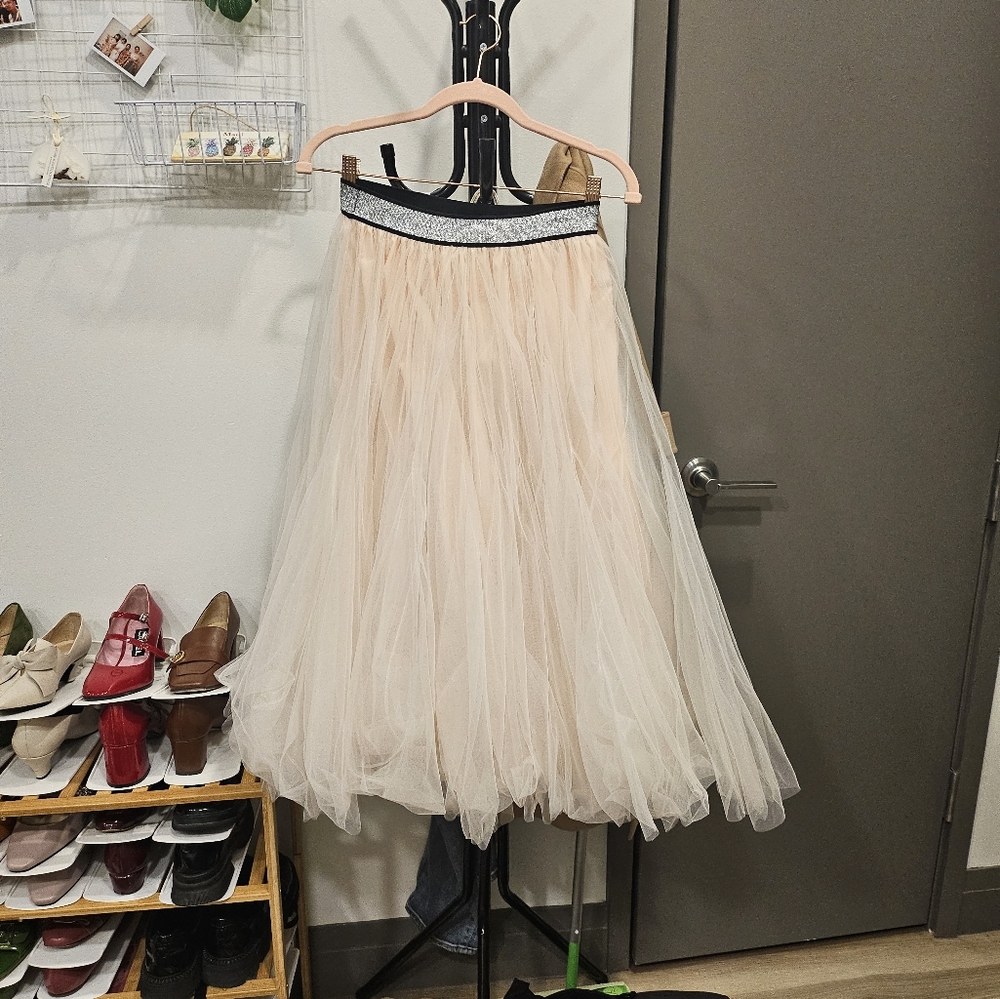 Anna Speak Heavy Craft Cloud-Inspired Romantic Elegant Tulip Patchwork Skirt - Picture 8 of 8